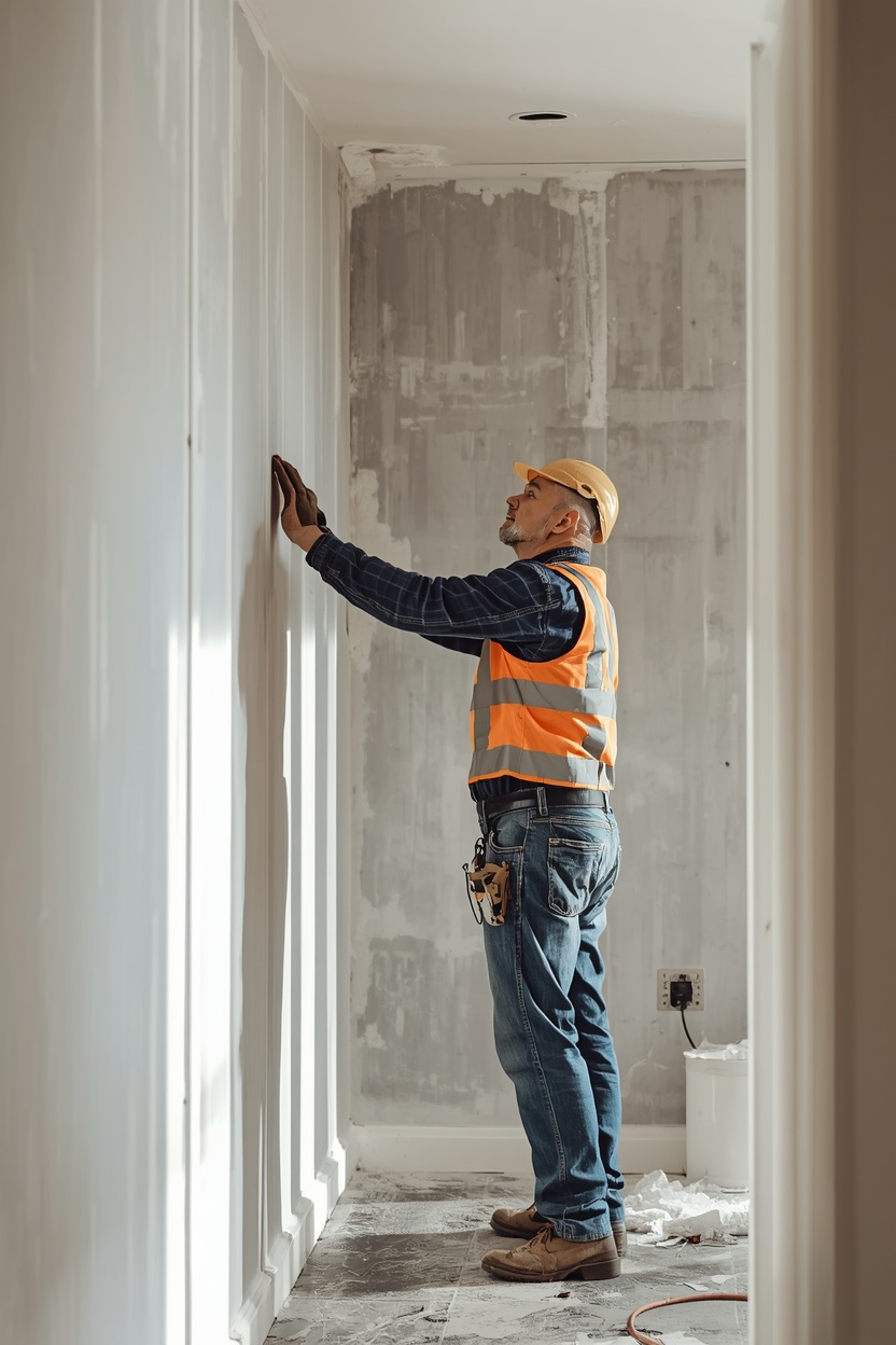 Drylining Gillingham contractor at work on a plasterboard wall